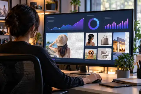 Clean analytics dashboard interface with charts and performance panels