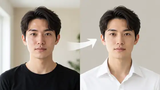 Clean professional passport portrait before and after editing
