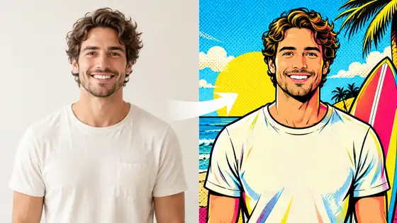 Portrait transformed into vivid comic-style wallpaper