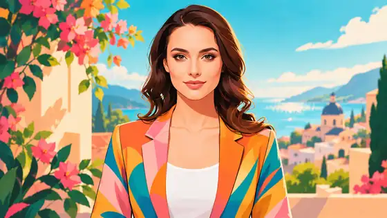 Woman's portrait reimagined as vibrant illustrated art